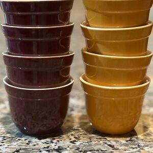 Elegant Brown and yellow Crate & Barrel Stackable Prep or Dessert Ceramic Bowls